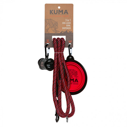 Kuma 3 in 1 Dog Leash-Red/Black